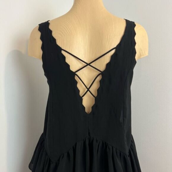 Snidel Women’s Size XSl Black Sleeveless Baby Doll Mini Ruffled Hem Romper Dress - Picture 4 of 13